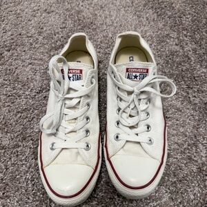 Converse All Star White Canvas Shoes with Red Trim